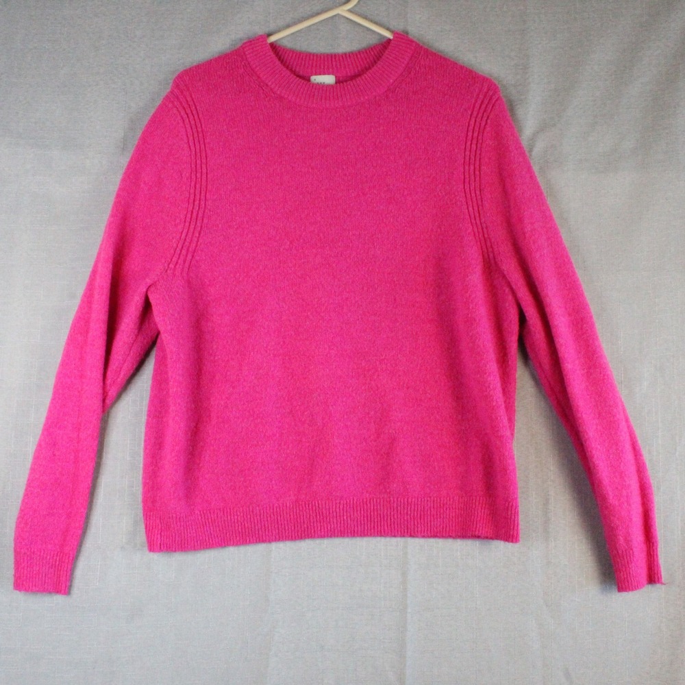 A New Day Pink Crewneck Knit Sweater Large Barbiecore Minimalist Preppy